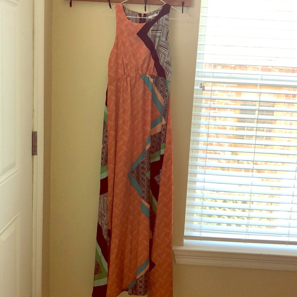 Multi-colored Maxi dress with racer back
